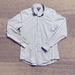 Men’s Express Slim Purple Plaid Shirt Size Small 14-14.5